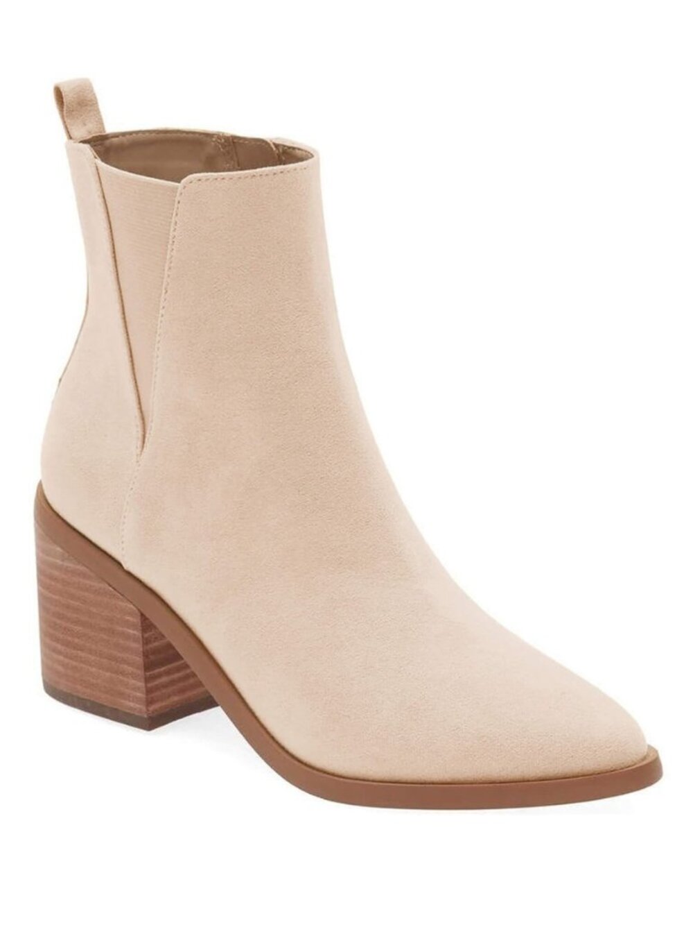 Womens Pointed Toe Ankle Boots Chunky Block Stacked Heel Side Zipper Chelsea
